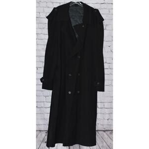 Vintage Pierre Balmain Navy Double Breasted Wool Trench Coat L48